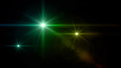 Wall Mural - three glow stars lens flare green
