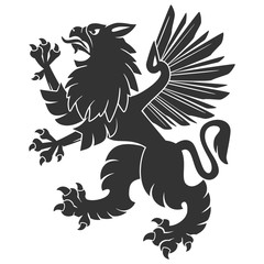 Wall Mural - Black Heraldic Griffin02