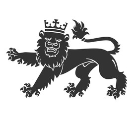 Wall Mural - Black Lion With Crown