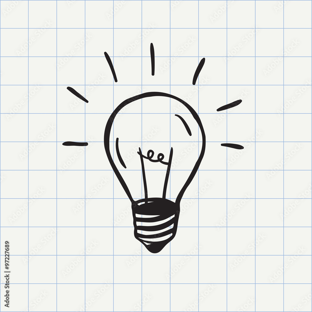 Light bulb icon (idea symbol) sketch in vector. Hand-drawn doodle sign  Stock Vector | Adobe Stock, image size:1000x1000