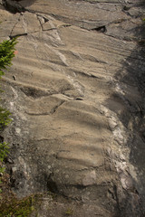 Glacial groove from movement of the mile thick sheet of ice over granite bedrock, Mt. Kearsarge, New Hampshire,