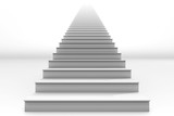 Fototapeta  - Tall White Straight Staircase on White Background