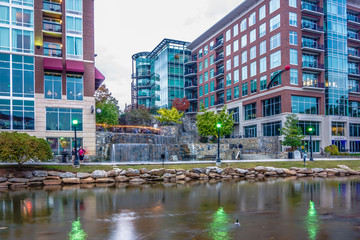 street scenes around falls park in greenville south carolina