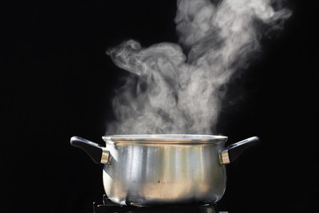 steam over cooking pot