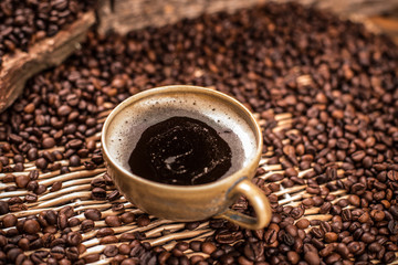 Wall Mural - Coffee in brown cup