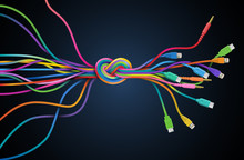 Colorful Cables With Knot, Eps10 Vector