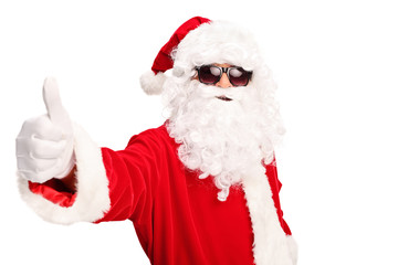 Poster - Cool Santa with sunglasses giving a thumb up