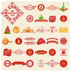 Wall Mural - Big set of vintage Christmas labels