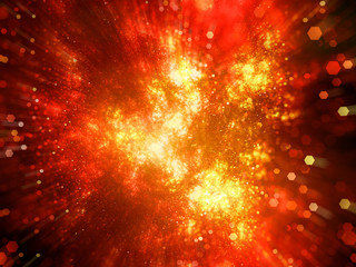 Wall Mural - Fiery explosion in space with particles