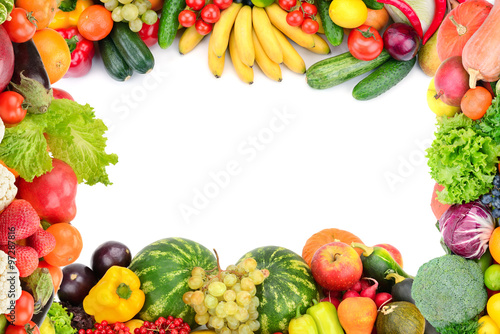 Naklejka dekoracyjna Frame of vegetables and fruits