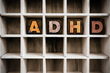 Wall Mural - ADHD Concept Wooden Letterpress Type in Draw