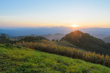 Sunset Over Mountain In Sri Nan National Park Thailand