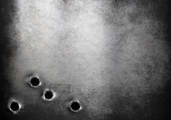 Wall Mural - grunge metal armor background with bullet holes