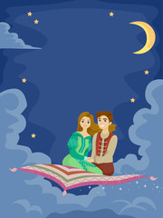 Wall Mural - Romantic Couple Flying Carpet