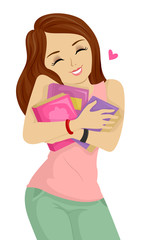 Sticker - Teen Girl Hug Romance Books