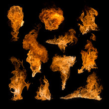 Fire Collection Isolated On Black