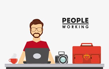 Poster - people working design 