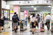 Blurred Abstract Background Of Many People On Subway Train, Japa