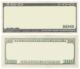 blank 100 dollar banknote isolated on white