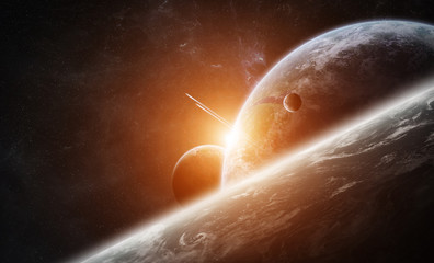 Wall Mural - Sunrise over planet Earth in space