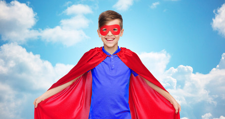 Canvas Print - boy in red super hero cape and mask