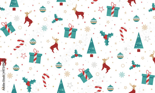 Fotografía Christmas seamless pattern style flat on a white background