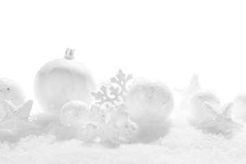 christmas decorations in snow