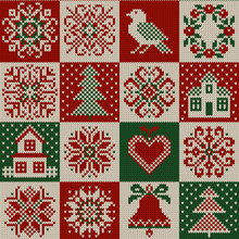 knitted background with snowflakes