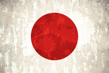 Japan Flag On Concrete Textured Background