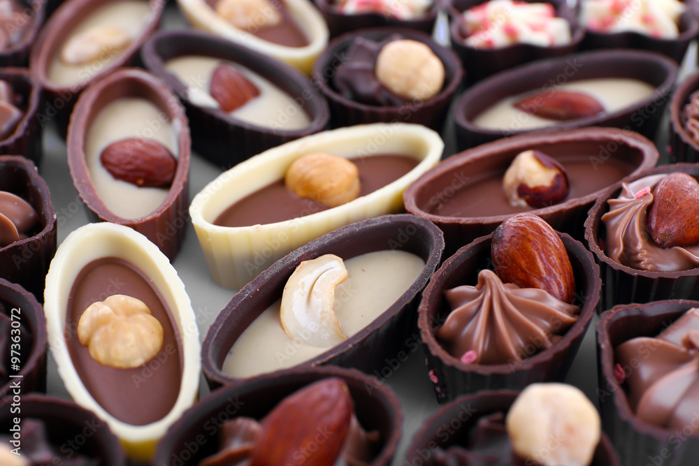 Chocolate sweets closeup