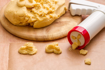 Homemade gingerbread and cookies cooking process.