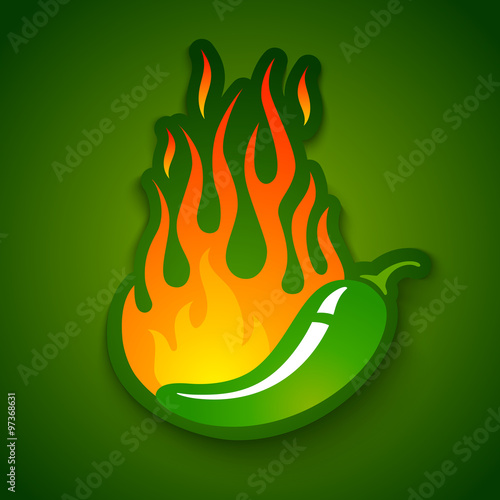 Naklejka - mata magnetyczna na lodówkę jalapeno pepper in fire