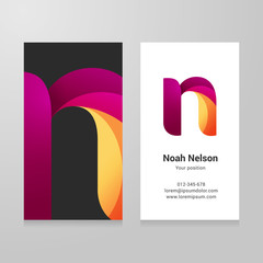 Wall Mural - Modern letter n twisted Business card template