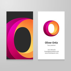 Wall Mural - Modern letter o twisted Business card template