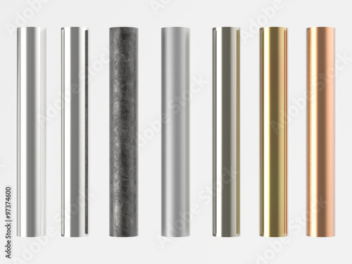 Fotomural 3d rendered many shades of metal pipes