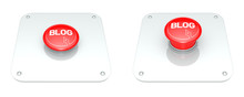 Red Blog Button. Digitally Generated 3d Image.