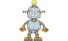 Cartoon Illustration Of A Smiling Robot.