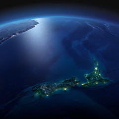 Wall Mural - Detailed Earth. New Zealand on a moonlit night