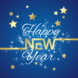 New Year 2016 golden stars blue background