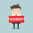 Businessman hands holding sorry sign vector