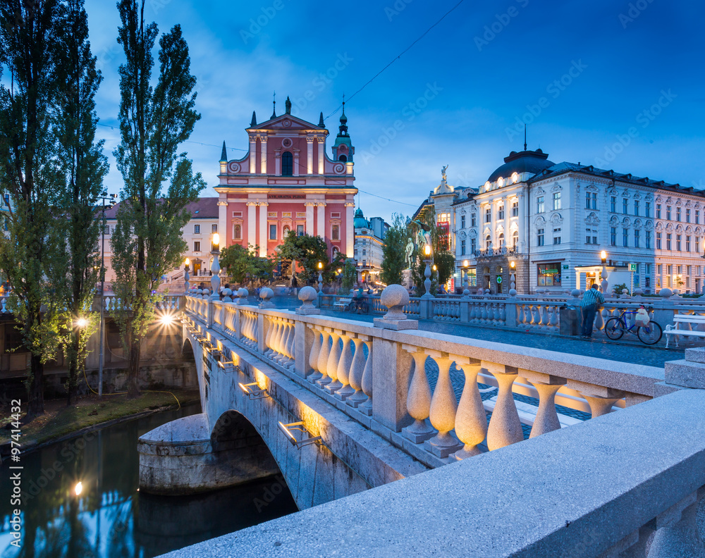 Obraz na płótnie Cityscape of the Slovenian capital Ljubljana w salonie