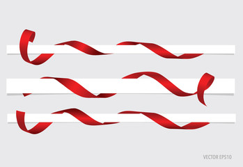 shiny red ribbon on white background with copy space. vector ill