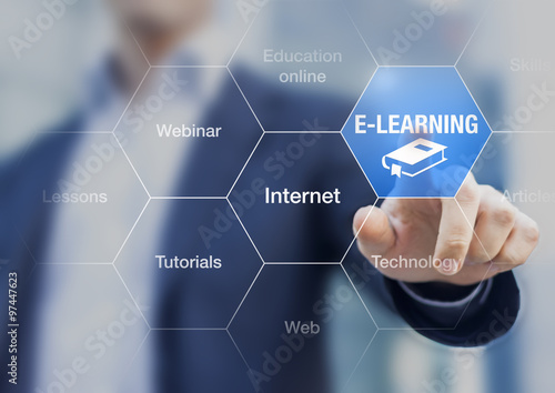 Fotografie, Obraz E-learning concept with a teacher presenting online education pr