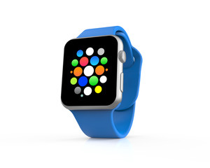 Blue generic smart watch with icons