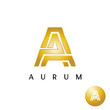 Letter A golden style wide lines logo