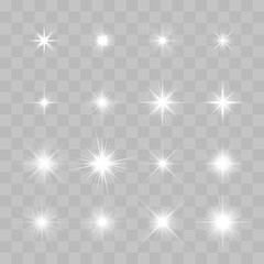 set of vector glowing sparkling stars