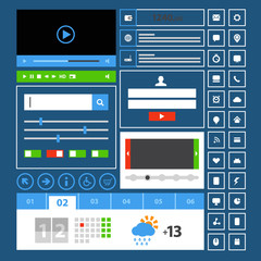 Poster - Flat lineart style media website elements template