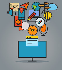 Poster - Modern web communication scheme. Flat design concept