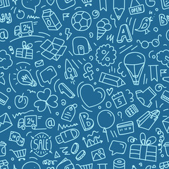 Poster - Different web interface doodle silhouettes seamless pattern. Car