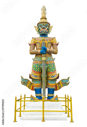 Foto Giant guardian statue in Wat Phra Kaew Grand Palace Bangkok